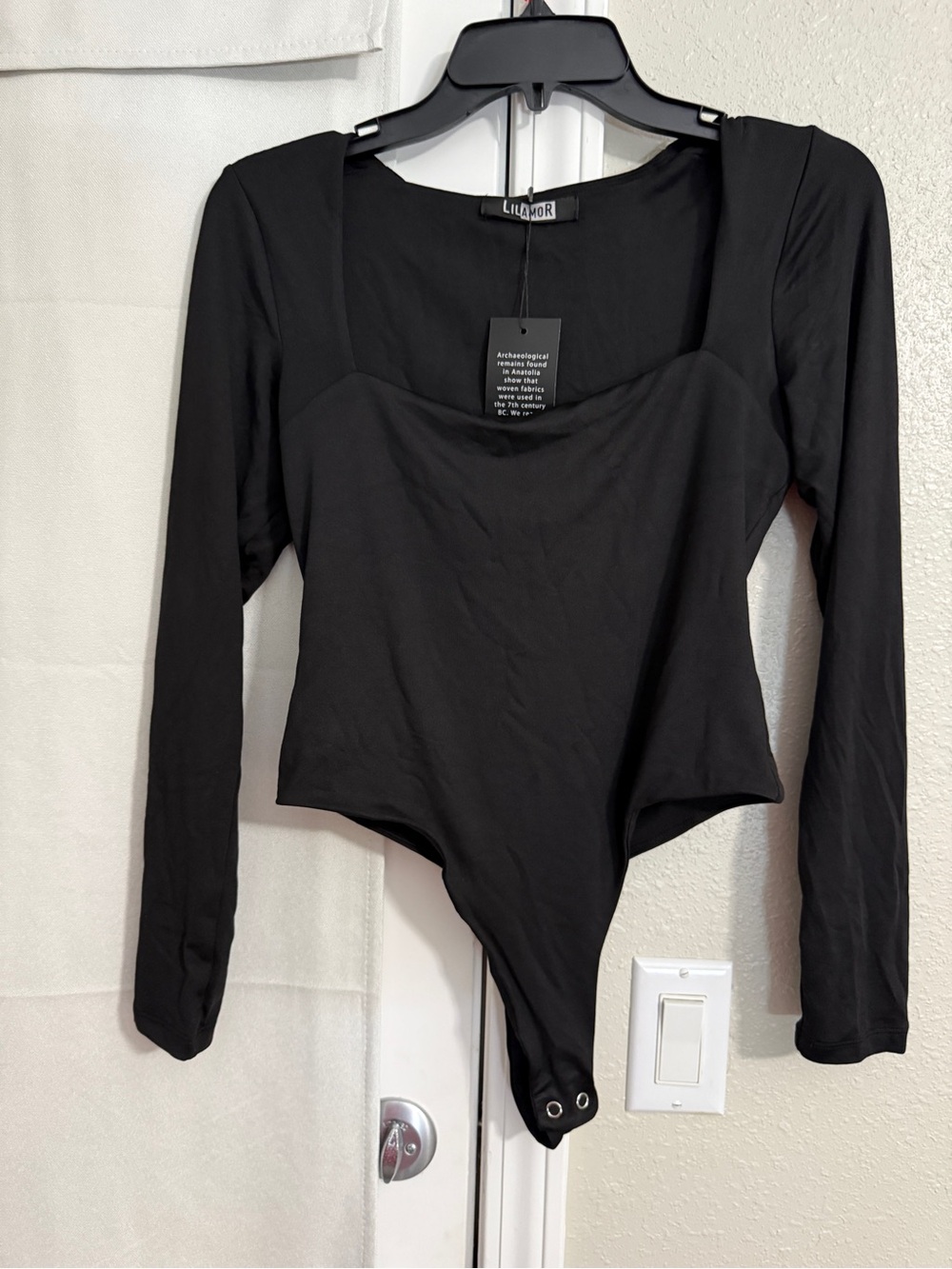 Lamo Black Long Sleeve Square-Neck Bodysuit